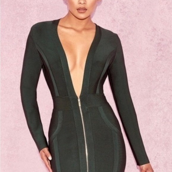 Nwt $209 House of CB Valerie Evergreen bandage dress in size XS - Picture 2 of 5